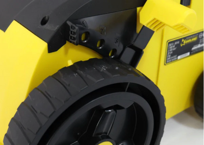 302E artificial lawn sweeper brush height adjustment mechanism and motor close-up view
