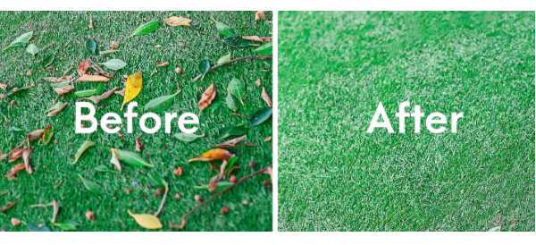 Before and after with 302E Garland lawn sweeper
